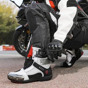Chaussures à vélo bottes de moto hautes bikers de course de la cheville race en cuir motocross moto rouler pour les femmes chaussures hommes mtb