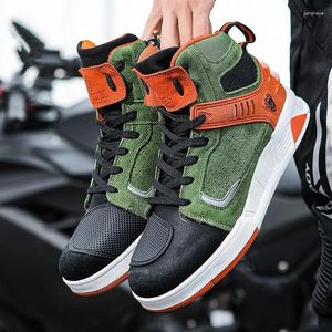 Zapatos de ciclismo para hombre, botas de moto transpirables de verano, zapatillas de moto de cuero de microfibra, antideslizantes, para turismo de aventura