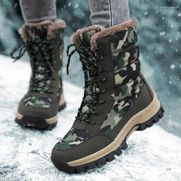 Zapatos de ciclismo de invierno con suela gruesa, botas de nieve cálidas y de felpa para exteriores, color verde militar, algodón de alta calidad