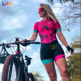 Fiets shorts kafitt dames s professionele triatlon shirt sets met korte mouwen go jumpsuit maillot ropa kleding fietsjurk 230316