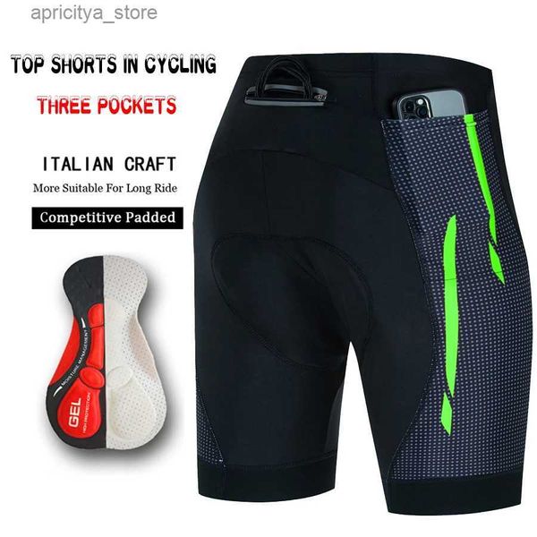 Shorts de cyclisme Pantalon cycliste 3 poches shorts en gel Man Maillot Collons courts Bibs Summer Mtb Professional Equipment Pro Sports Bib Lycra L48