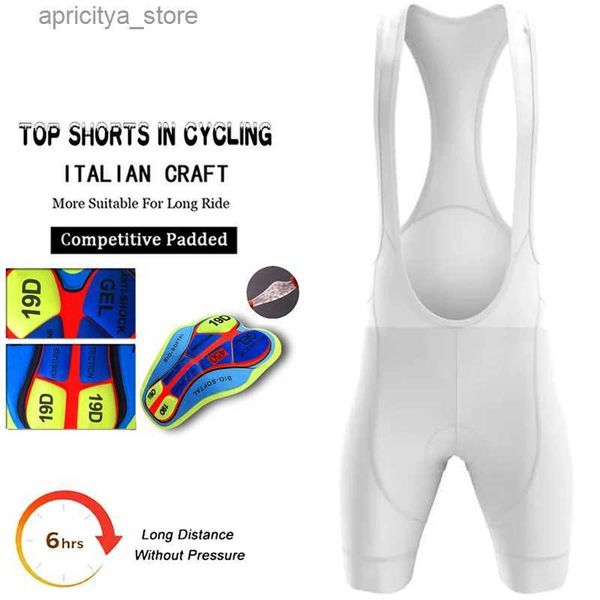 Pantalones cortos de ciclismo pantalones de ciclismo de ciclismo Man sólido White Pro Shorts Maillot Equipo corto Mtb Sports Summer Bibs Gel Gel Culotte L48