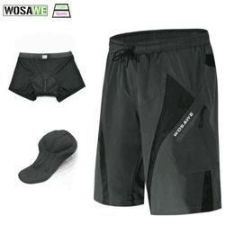 Shorts de cyclisme WOSAWE hommes Sports de plein air coupe ample 3D Gel sous-vêtements rembourrés vélo vélo léger descente vtt