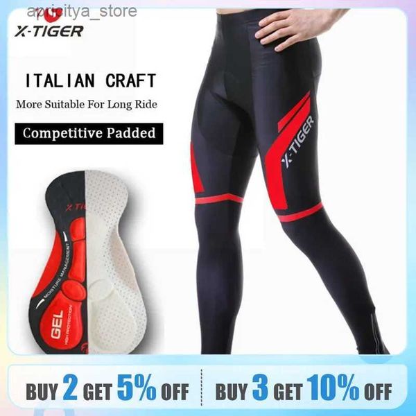 Shorts de cyclisme x-tiger pantalon cycliste printemps automne coolmax pantalon cycliste avec pantalon de vélo de gel 5D 100% lycra pantalon mtb l48