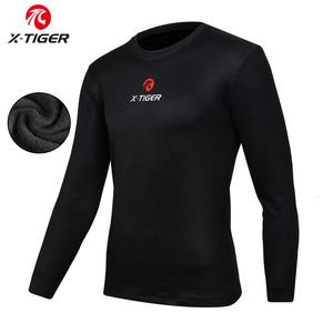 Cycling Underwears X-TIGER Winter Cycling Base Layer Long Sleeve Warm Bike Underwear Fleece Sports Bike Shirt Keep Warm Racing Bicycle Shirt 230224