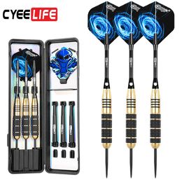 Cyeelife 3 stcs/set professionele gratis draagdoos 18G 20G 22G 24G Black Golden Color Steel Tip met messing Darts Shafts 0106