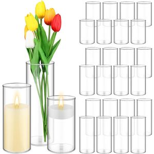 Cilinder glazen vazen 12 stks, hoge heldere bloem vazen transparante kandelaar voor trouwtafel centerpieces en huizendecoratie