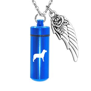 Cilinder Memorial Dog Necklace Ashes Cremation Urn Hanger Aluminium Sieraden Keepsake met vulkit en mooie pakkettas