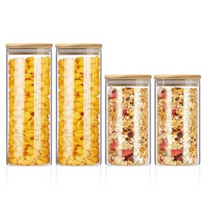 Conteneurs de stockage cylindriques, bocaux en verre scellés, boîte de cuisine à haute teneur en Borosilicate, réservoir de stockage de grains de café