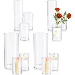 Cilinder Vazen Set Glas Bulk Drijvende Kaarsenhouders Heldere Bloem 4810 Inch 12 Stuks Home Decoraties 240301