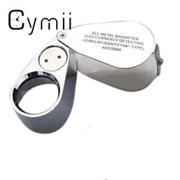Cymii Horlogereparatietool Metaal Juwelier LED Microscoop Vergrootglas Vergrootglas Loep UV-licht met plastic doos 40X 25mm288A