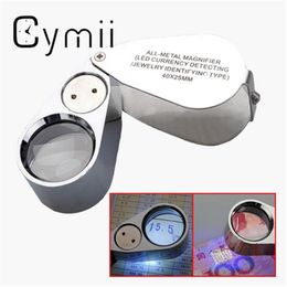 Cymii Montre Outil De Réparation Métal Bijoutier LED Microscope Loupe Loupe Loupe UV Lumière Avec Boîte En Plastique 40X 25mm2867