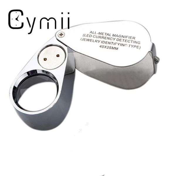 Cymii herramienta de reparación de relojes joyero de Metal microscopio LED lupa lupa luz UV con caja de plástico 40X 25mm288A