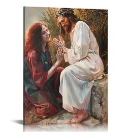 Cynken Jésus-Christ et fille toile Art mur