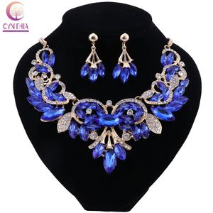 Boucles d'oreilles Cynthia Fashion Blue Crystal Set Oread Bijoux Bijoux pour les mariées Costume de fête de mariage Bijoux 240511