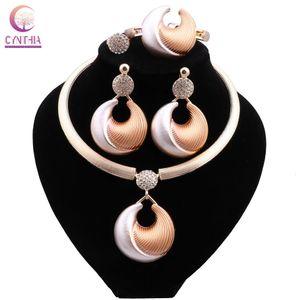 CYNTHIA ensembles de bijoux pour femmes boucles d'oreilles collier bague Vintage Bracelet pendentif couleur or Dubai bijoux mariée fête de mariage 240221