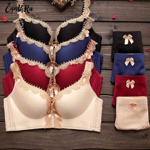 Cynthra Bra Set Vrouwen Seamlwirelpush Up Bra Comfort Zachte Sexy Kant Bras en slipje Beauty Back Solid Lingerie Set X0526