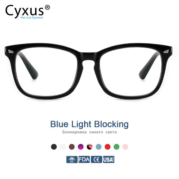 Cyxus Bleu Lumière Blocage Ordinateur Lunettes Anti UV Fatigue Maux de Tête Lunettes Lentille Claire Gaming Lunettes pour Hommes Femmes 8082