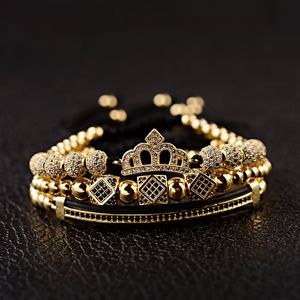 Bracelets en perles de cuivre pour hommes et femmes, breloque CZ, ensemble de tubes longs géométriques à la mode