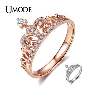 CZ cristal mode or Rose couronne anneaux pour femmes or blanc fiançailles bague de mariage bijoux Anillos Mujer Bague AUR0217