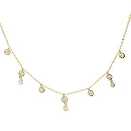 Cz diamant goutte charme collier ras du cou clavicule lunette ronde cz charme belle adorable femmes cadeau 925 bijoux en argent sterling 292P