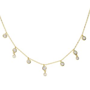 CZ Diamond Drop Charm Necklace Choker Collarbone Bezel Ronde CZ Charm Mooie schattige vrouwen Gift 925 Sterling Zilveren Sieraden