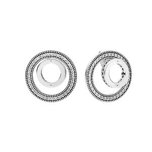 CZ Diamond Pave Circle Stud Boucles d'oreilles Authentique Sterling Argent Femmes Designer Bijoux Pour Pandora Amour Coeur Boucle D'oreille Ensemble avec Boîte D'origine