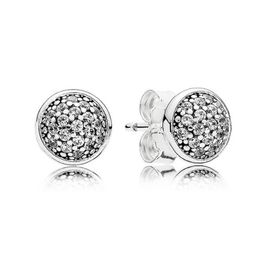 CZ Diamond Pave Disc Stud Stud avec boîte d'origine pour Pandora 925 Sterling Silver Hip Hop Pary Bijoux Pour Femmes Hommes Or Rose Girlfriend Boucles D'oreilles Ensemble