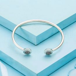 CZ diamond Pave Open Bangle Bracelet con caja original para Pandora 925 Sterling Silver Wedding Gift Jewelry para mujeres niñas Cuff Bracelets