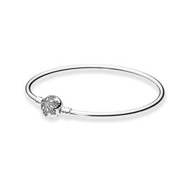 CZ Diamond Snowflake ClaBle Bangle Bracelet Real Sterling Silver Women Wedding Gift met originele doos voor Pandora Hand Charm Charms armbanden