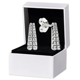 Boucle d'oreille scintillante en diamant CZ pour Pandora, bijoux de fête de mariage en argent sterling authentique pour femme, cadeau de petite amie, boucles d'oreilles de créateur avec boîte d'origine