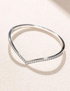 CZ diamant étincelant Wishbone bracelet bracelet ensemble véritable argent sterling femmes bijoux de mariage avec boîte d'origine pour p petite amie cadeau bracelets7457580