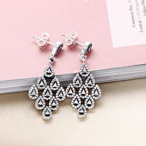 CZ Diamond Teardrop Dangle Boucle d'oreille avec boîte d'origine pour Pandora Authentique 925 Sterling Silver Beautiful Women Wedding designer Bijoux Boucles d'oreilles de fiançailles