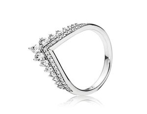 CZ Diamond Wedding Crown Rings définit la boîte d'origine pour 925 Sterling Silver Princess Wish Ring Femmes Bijoux de luxe Designer3391994