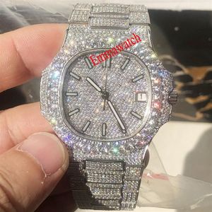 CZ Diamonds Watch Hommes Iced Out Montres Mouvement Eta à remontage automatique Montre de luxe Montres-bracelets en verre saphir avec boîte et p267L