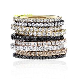 CZ eeuwigheid band ring voor vrouwen 100% 925 sterling zilver 4 kleuren volledige zirconia verharde Dunne Stapelringen