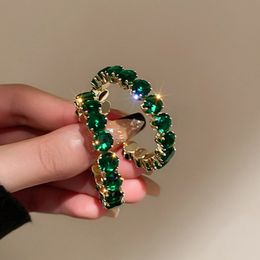 Boucles d'oreilles rondes en cristal de Zircon vert pour femmes, bijoux de déclaration de fête de fiançailles