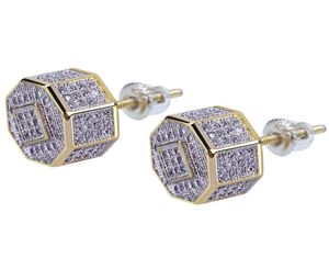 CZ Premium diamant grappe zircone ronde vis arrière boucles d'oreilles pour hommes Hip Hop bijoux 6945822