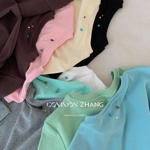 CZ Zhang French Sweetness Girls Multi couleurs petites et polyvalentes Simple Basic Short à manches courtes Femmes 10099