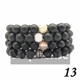 CZ0020 nieuwe ontwerp hoogwaardige zirkoon kraal bedelarmband hoge kwaliteit natuurlijke matte zwarte onyx armband beste verjaardagscadeau voor hem