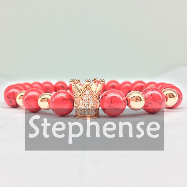 CZ0045 2018 Nouveau Design Zircon Couronne Bracelet À La Mode Rouge Tuquoise Bracelet Mode Énergie Femmes Yoga Balance Bracelet