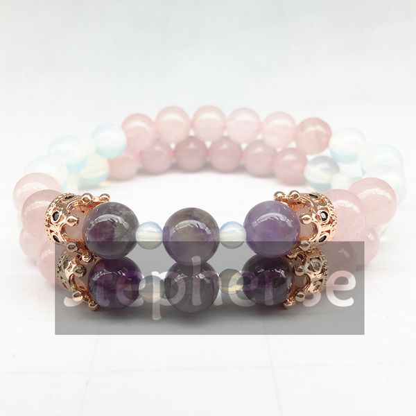 CZ0048 2018 En Vente Femmes Énergie Bracelet À La Mode Opale Rose Quarzs Reine Couronne Bracelet pour Fille Mode Puissant Bracelet