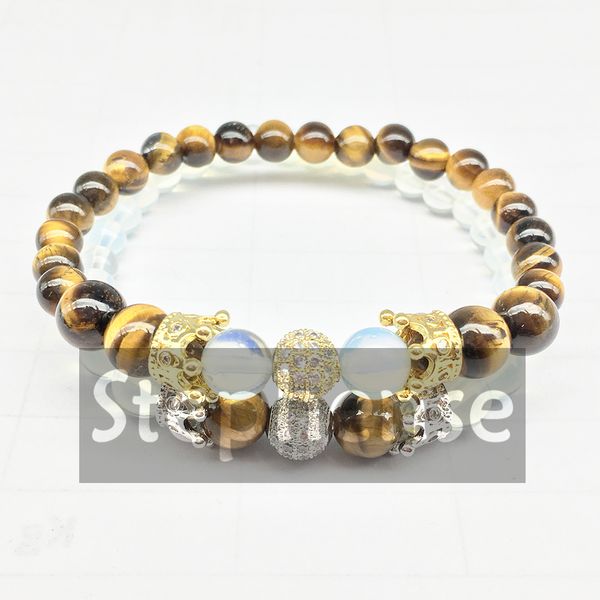 CZ0055 Offre spéciale Bracelet couronne d'énergie puissante pour les femmes naturel oeil de tigre opale Yoga Bracelet équilibre audition bijoux en gros