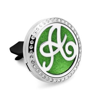 CZ151-CZ160 lettre A-J 316L en acier inoxydable diffuseur de parfum de voiture médaillon pince d'aération pendentif désodorisant de voiture magnétique 5 pièces tampons en feutre