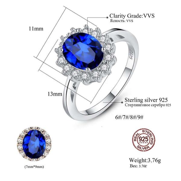 CZCITY dames Sier bagues de fiançailles pour femmes Sier ovale bague en pierres précieuses pour bijoux de mariage cadeaux