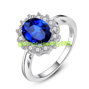 CZCITY-Anillos de compromiso para mujer, lujosos anillos de compromiso con piedras preciosas de plata 925 sólida de princesa Diana y topacio azul
