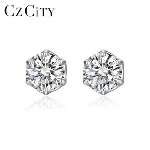 Czcity zilveren geometrische ronde oorbel Sterling Diamond Hot Sale nieuwe Moissanite 925 Iced Stud