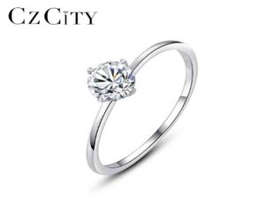 CZCITY Kleine Eenvoudige 05ct Diamanten ring voor Vrouwen Verloving Verjaardagscadeautjes 925 Sterling Zilveren Fijne Sieraden MSR016 2111209259163