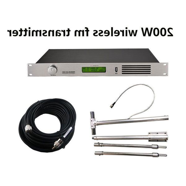 Envío gratuito CZE-T2001 200W Transmisor de transmisión fm compacto 875-108MHz con antena dipolo de 1/2 onda Uunaw
