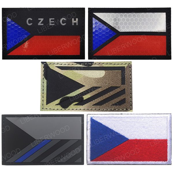 Tchèque République Flag infrarouge IR Patch Emblem CZ Patriotique Military Tactical Badge Badge Travel Applique pour vêtements sac à dos